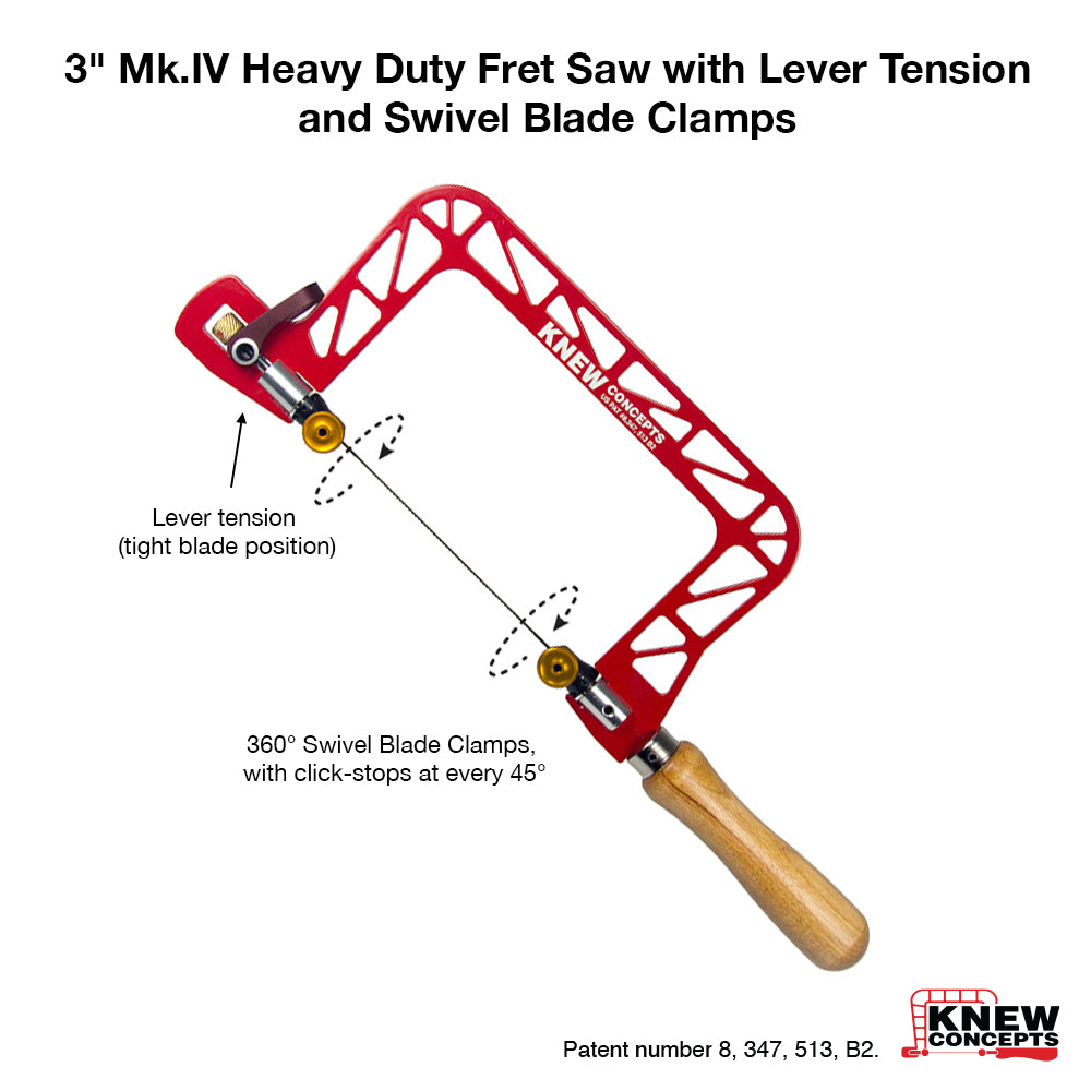 3" Mk.IV Heavy Duty Fret Saw with Lever Tension and Swivel Blade Clamps