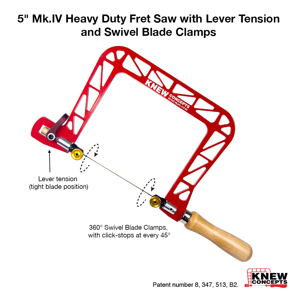 5" Mk.IV Heavy Duty Fret Saw with Lever Tension and Swivel Blade Clamps