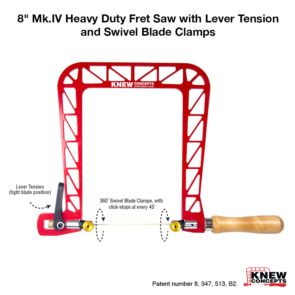 8" Mk.IV Heavy Duty Fret Saw with Lever Tension and Swivel Blade Clamps